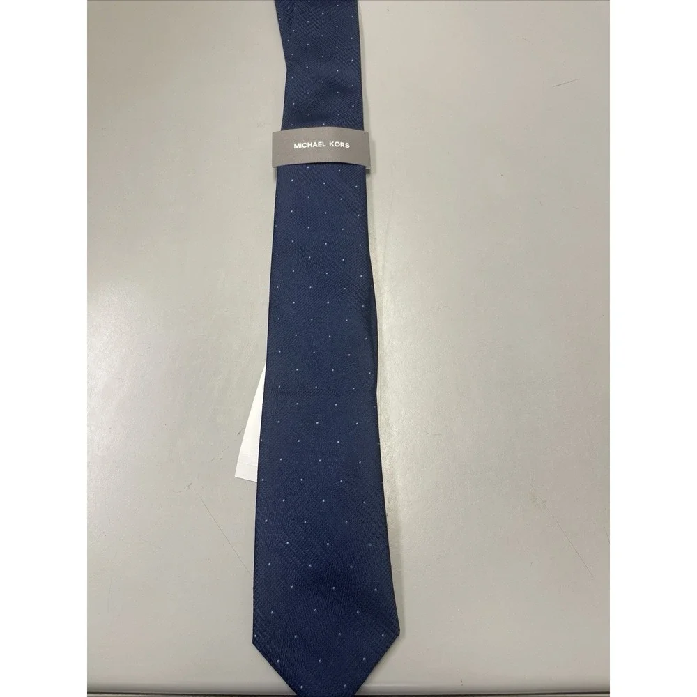 MICHAEL KORS Men's Silk Blend‎ Tie ~ Navy Blue ~ Mira Dot ~ NEW MSRP $69.50